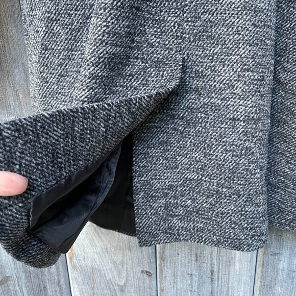 Cole Haan Wool Blend Gray Tweed Classic Lined Coat Womens 2 Pockets Funnel Neck - Picture 6 of 12